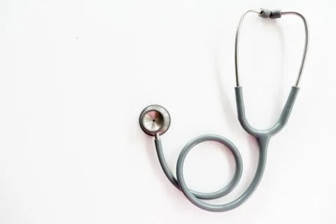 Stethoscope on a white background with space for text. Stock Photos