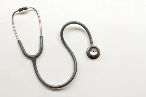 Stethoscope on a white background with space for text. Stock Photos