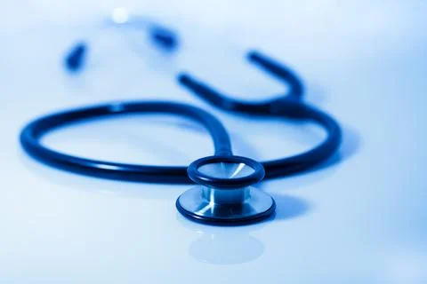 Stethoscope on the white background, Studio shot.blue toned images. Stock Photos