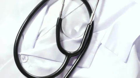 Stethoscope on white coat Stock Footage 70748142
