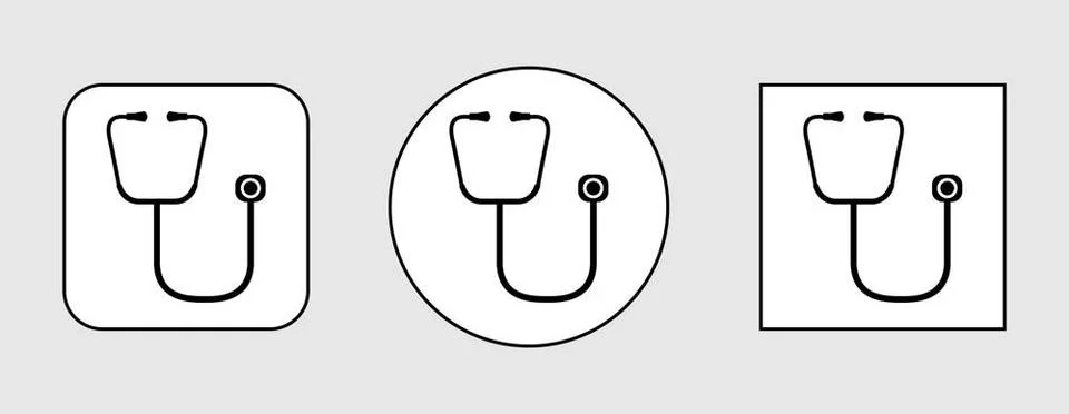 Stethoscopes on a round and square white background. Flat design. Medical ... Stock Photos