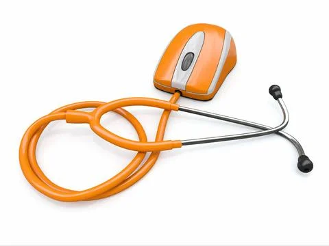 Stethscope and computer mouse. Medical Technologies. 3d Stethscope and com... Stock Photos