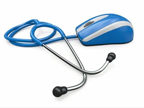 Stethscope and computer mouse. Medical Technologies. 3d Stethscope and com... Stock Photos