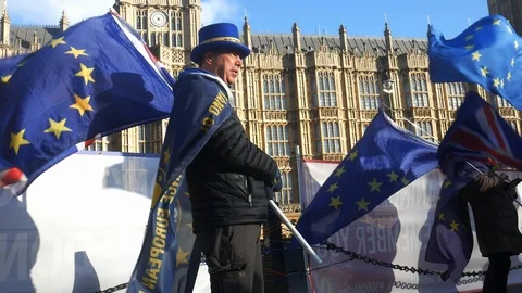 STEVE BRAY, founder of SODOM, and others protesting against Brexit outside the Stock Footage 102907808