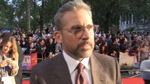Steve Carell talking to the media at BFI London Film Festival 2018 Stock Footage 101191007
