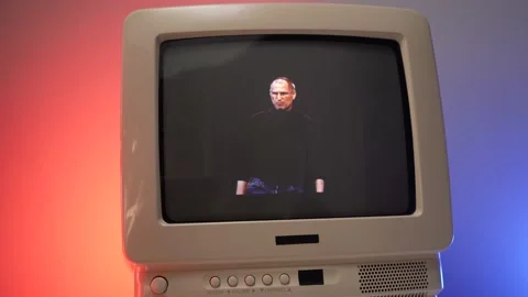 Steve Jobs Giving a Speech on a Old TV V... | Stock Video | Pond5