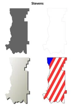 Stevens County, Washington outline map set Иллюстрация