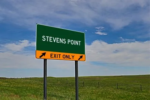 STEVENS POINT US Highway Exit Only Sign Stock Photos