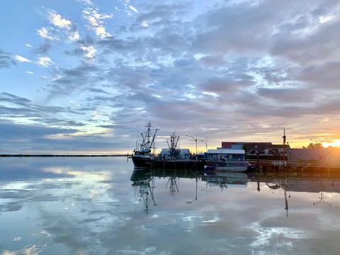 Steveston Harbour at Sunset Stock Photos