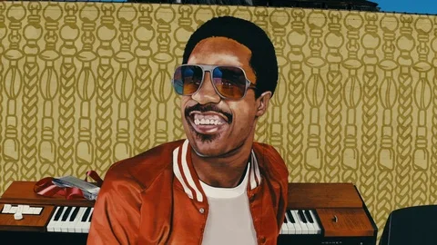 Stevie Wonder Detroit Mural Pullback. Stock Footage 123427903