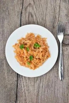 Stew cabbage, top view Stock Photos