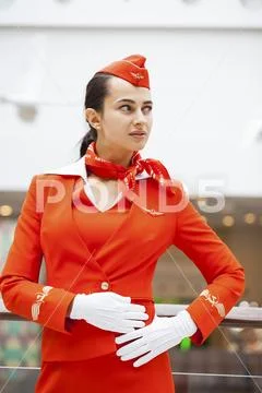 Stewardess airline Aeroflot Stock Photos