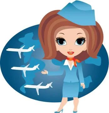Stewardess cartoon Stock Illustration