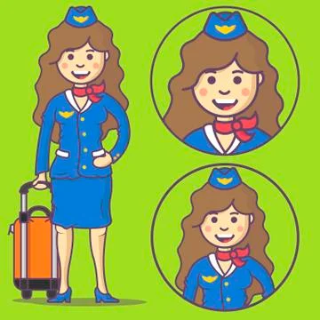 Stewardess cartoon Stock Illustration