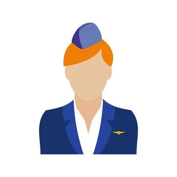 Stewardess icon flat Stock Illustration