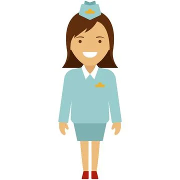 Stewardess profession flat vector icon isolated on white background Stock Illustration