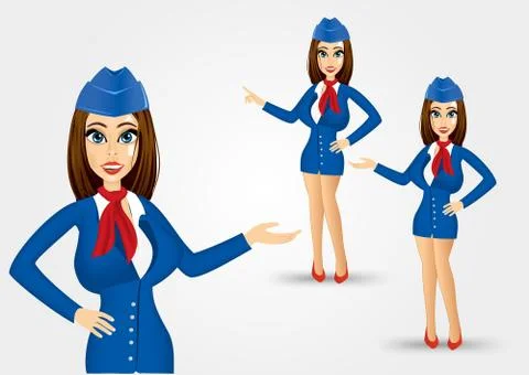Stewardess showing something 스톡 일러스트
