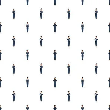 Stewardess uniform seamless pattern for aviation travel design Stock Illustration
