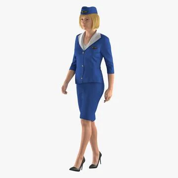 Stewardess Walking Pose 3D Model 3D Model