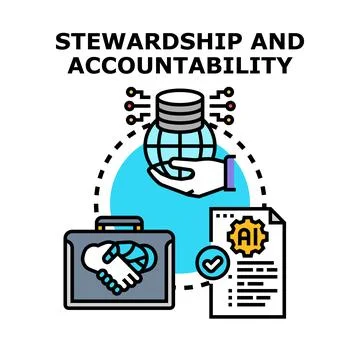 Stewardship accountability concept with global data protection Stock Illustration