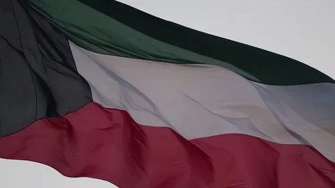 Stewart Innes Kuwait flag slow motion baclight 0710 Stock Footage