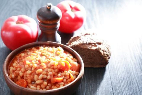 Stewed Beans Against Light Stock Photos