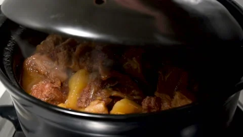 Stewed beef with casserole Stock Footage 149899954