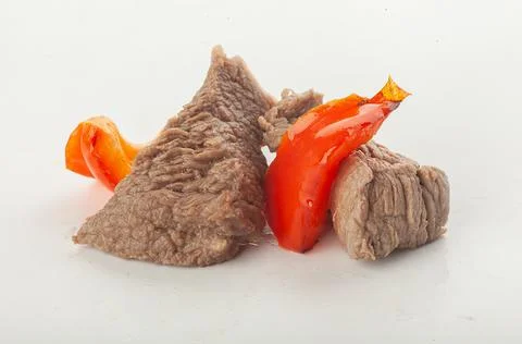Stewed beef with red pepper Stock Photos