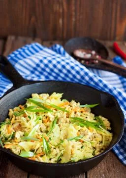 Stewed cabbage with pork Stock Photos