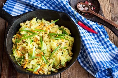 Stewed cabbage with pork Stock Photos