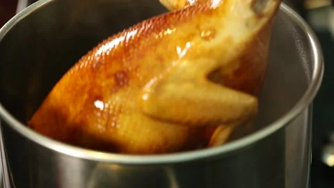 Stewed chicken cooked in large pot (3) Stock Footage 202206088