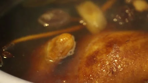 Stewed chicken cooked in large pot (5) Stock Footage 202206089