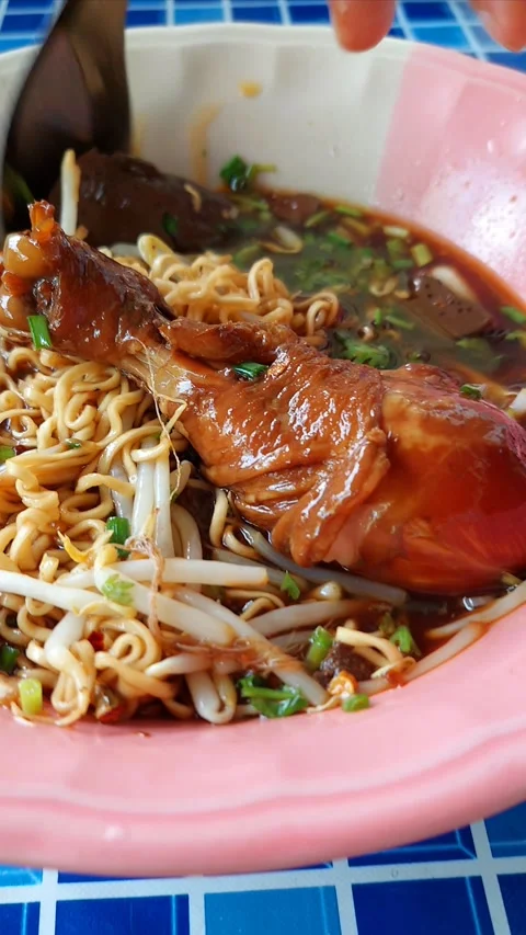 Stewed Chicken Leg Noodles Stock-Footage 297531753