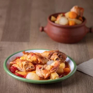 Stewed Chicken with vegetables Stock Photos