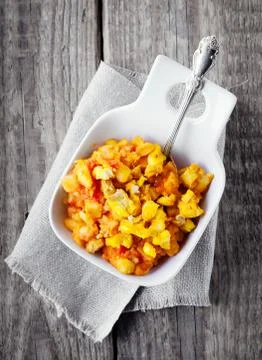 Stewed cod and vegetables Stock Photos