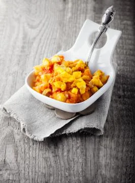 Stewed cod and vegetables Stock Photos