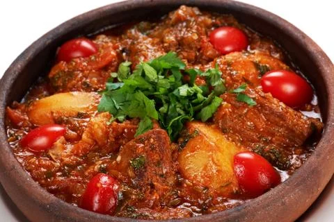 Stewed meat with potato Stock Photos