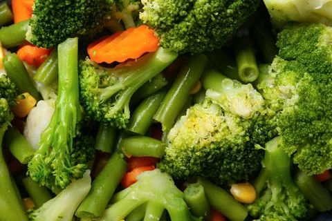 Stewed mixed vegetables as background, closeup Stock Photos