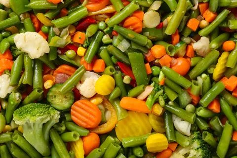Stewed mixed vegetables as background Stock Photos
