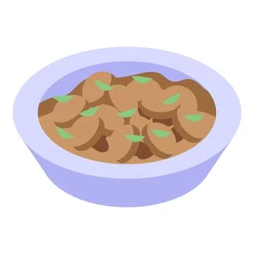 Stewed mushrooms icon isometric vector. Delicious vegetable soup Stock Illustration