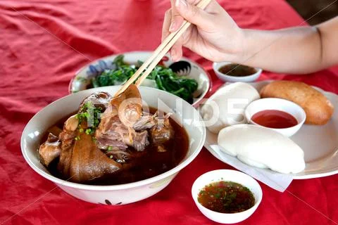 Stewed pork leg Stock Photos