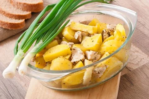 Stewed potatoes with chicken Stock Photos