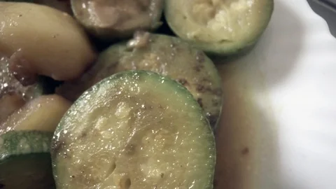 Stewed vegetables with fish Stock Footage 114872980