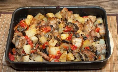 Stewed vegetables with meat. Stock Photos