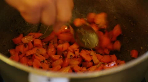 Stewing carrots with spices Stock Footage 40617672