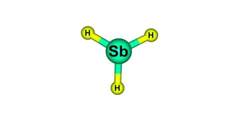 Stibine molecular structure isolated on white Stock Illustration