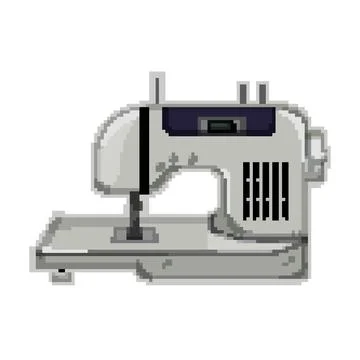 Stich sew machine pixel art vector illustration Stock Illustration