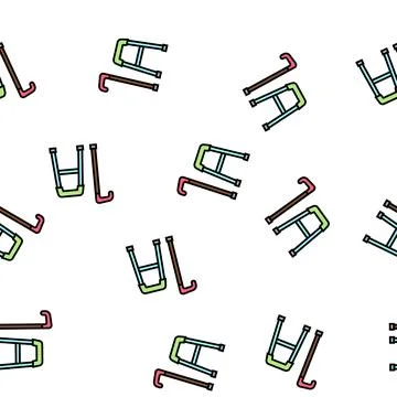 Stick and walking frame for old people vector seamless pattern Stock Illustration