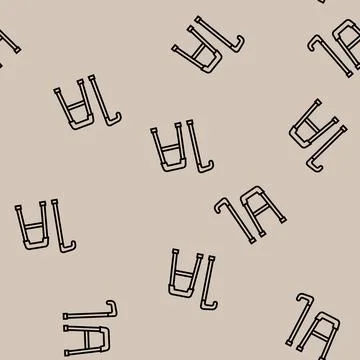 Stick and walking frame for old people line seamless pattern Stock Illustration