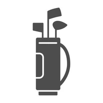Stick bag solid icon, golf concept, Golf clubs in bag sign on white background 스톡 일러스트